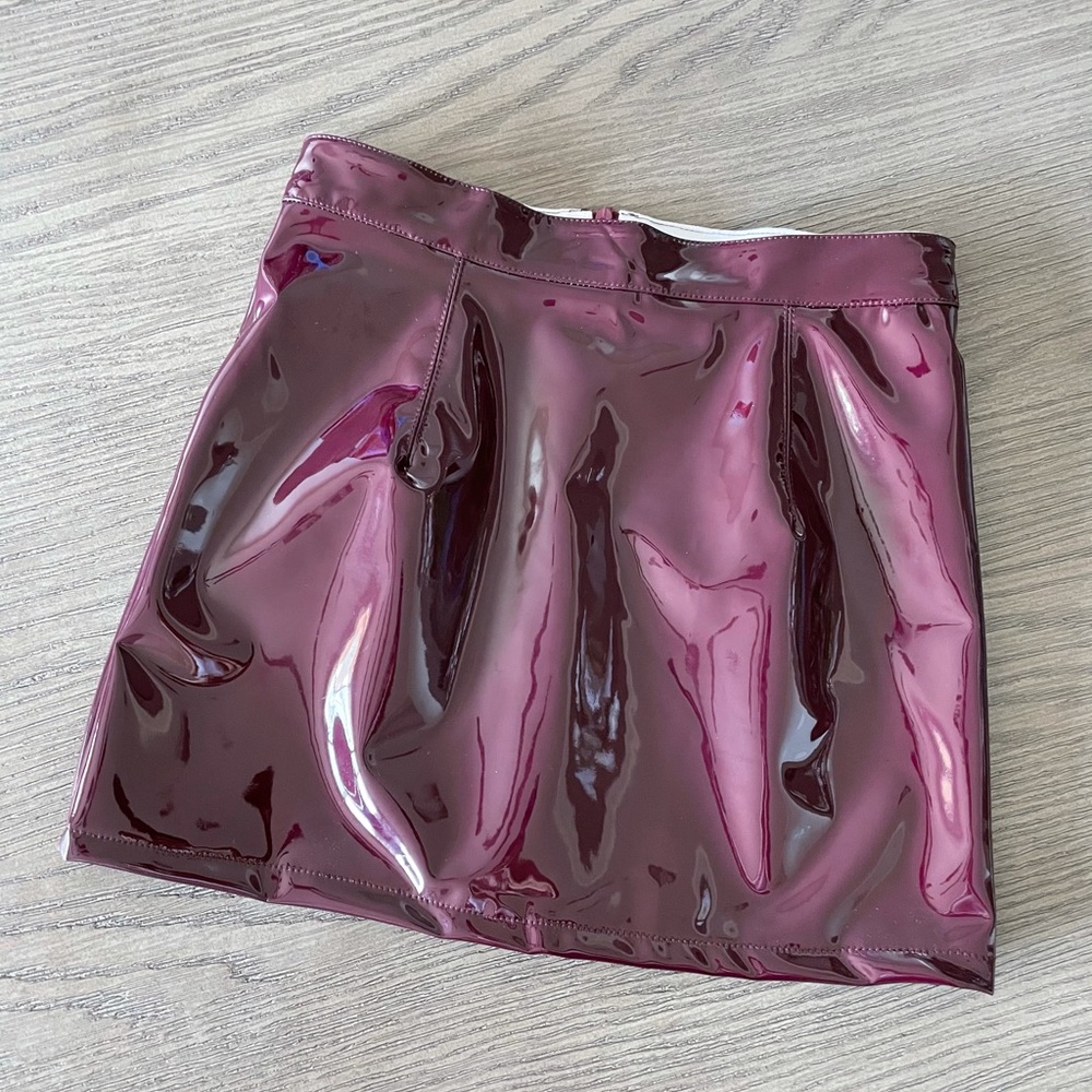 Purple Latex Mini Skirt